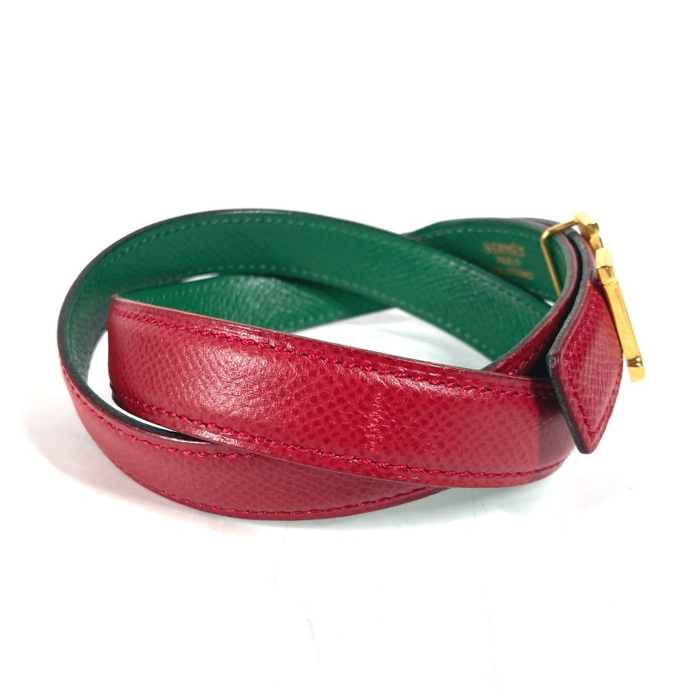HERMES belt leather Red x green By color H belt Women 60  d
