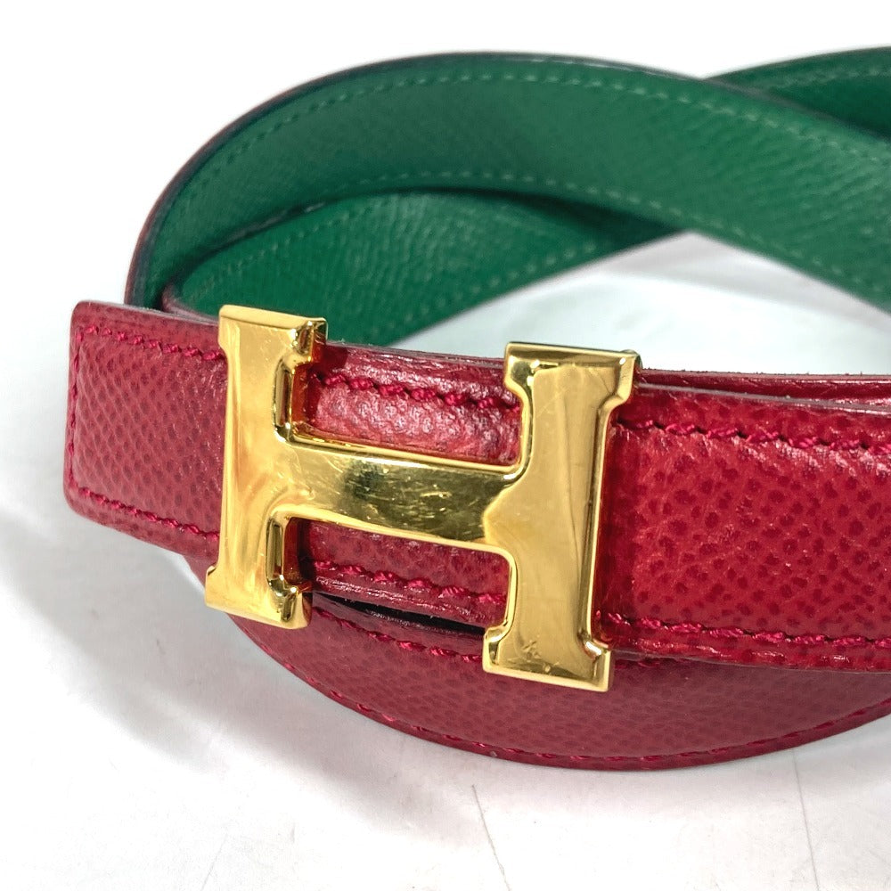 HERMES belt leather Red x green By color H belt Women 60  d