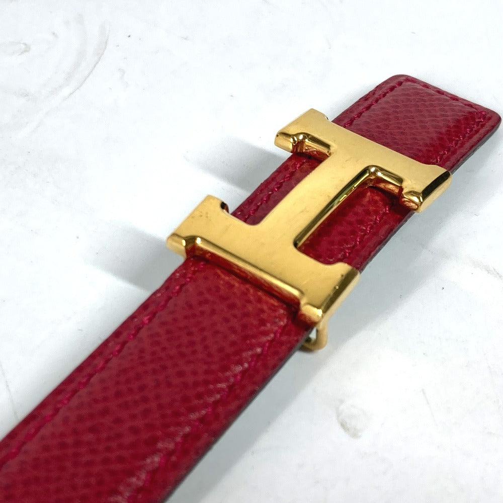HERMES belt leather Red x green By color H belt Women 60  d