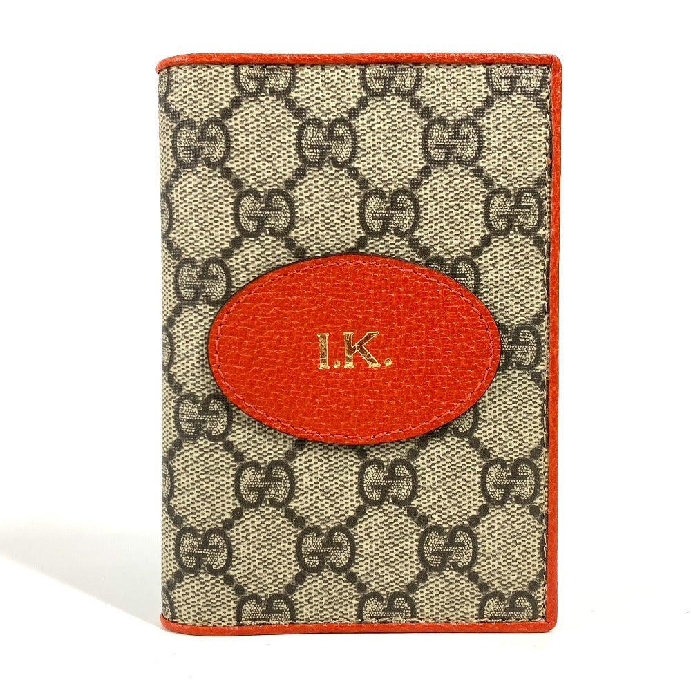 GUCCI passport case 586257 GG Supreme canvas, leather Orange GG Supreme logo unisex(Unisex)