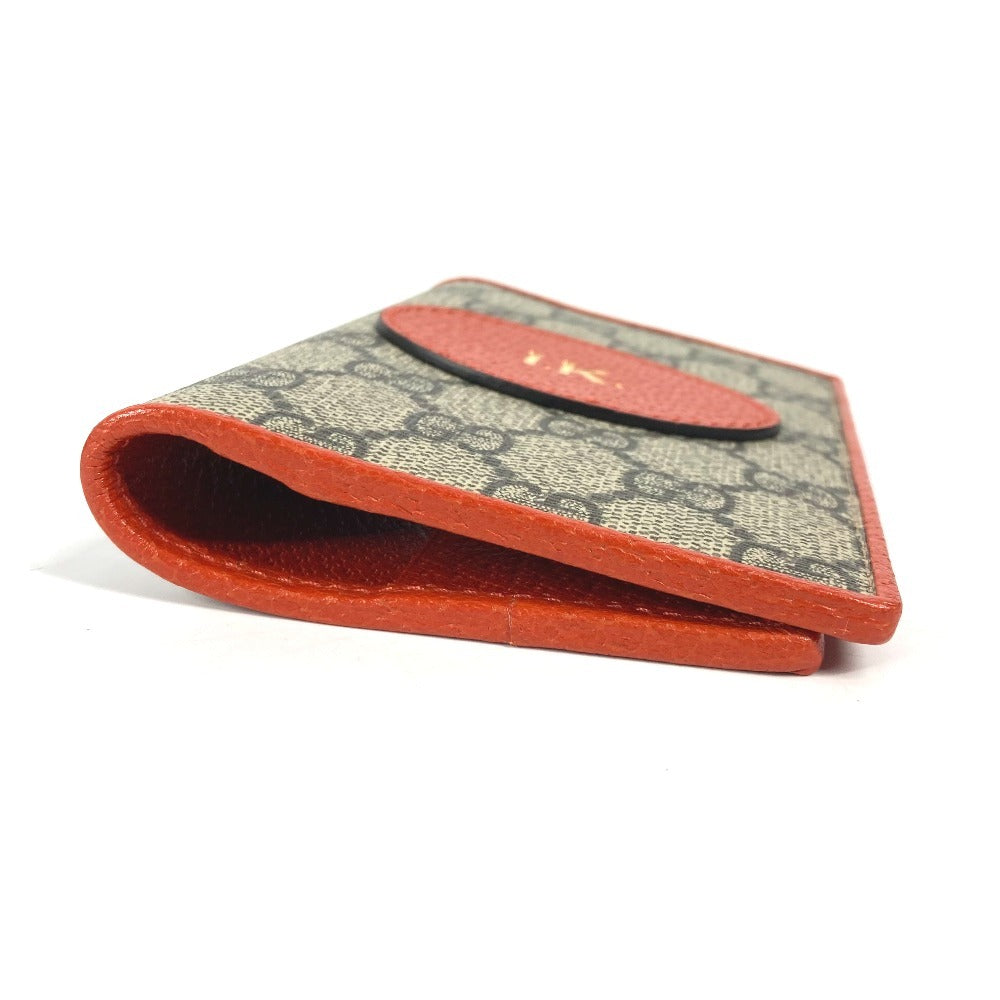 GUCCI passport case 586257 GG Supreme canvas, leather Orange GG Supreme logo unisex(Unisex)