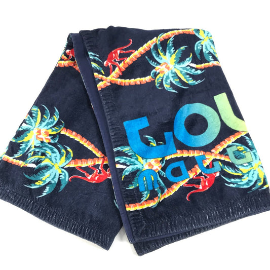 LOUIS VUITTON towel MP1980 cotton Navy logo Jungle motif beach towel