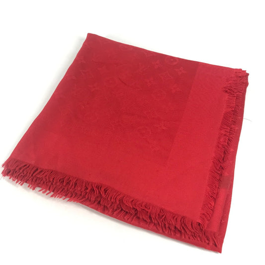 LOUIS VUITTON shawl Model number unknown Silk, Wool Red Monogram Large format
