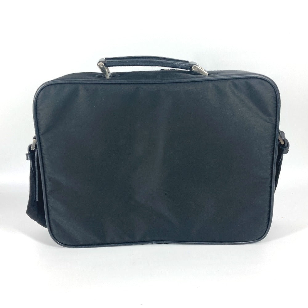PRADA Shoulder Bag Leather / nylon black Triangle logo plate