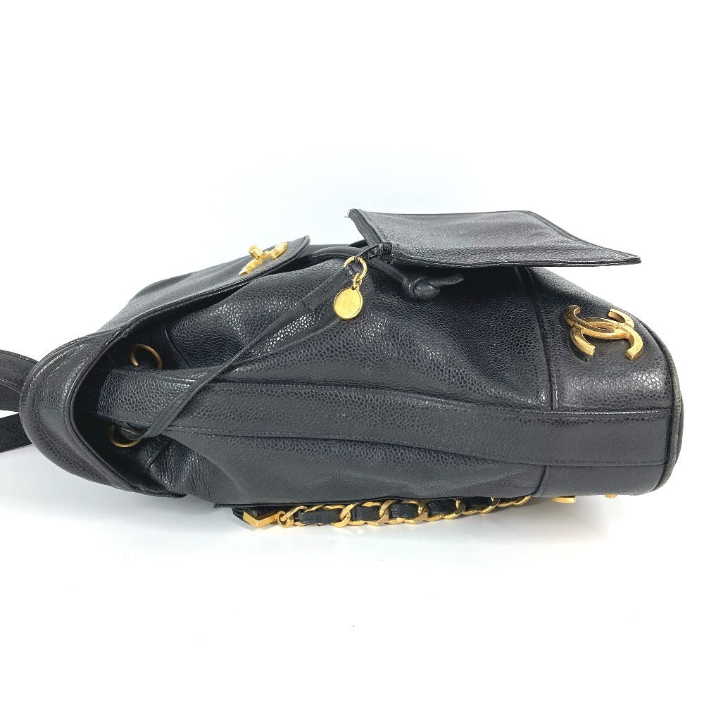 CHANEL Backpack Caviar skin black   CC COCO Mark Triple Coco logo