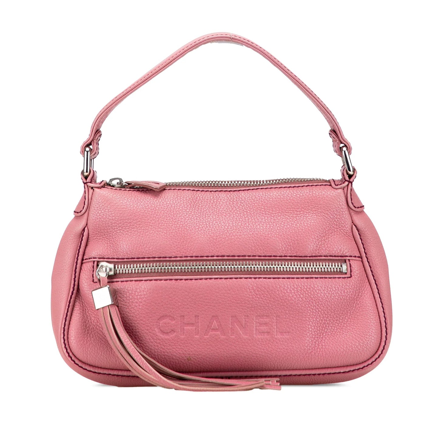 Pink Chanel Calfskin LAX Front Pocket Shoulder Bag
