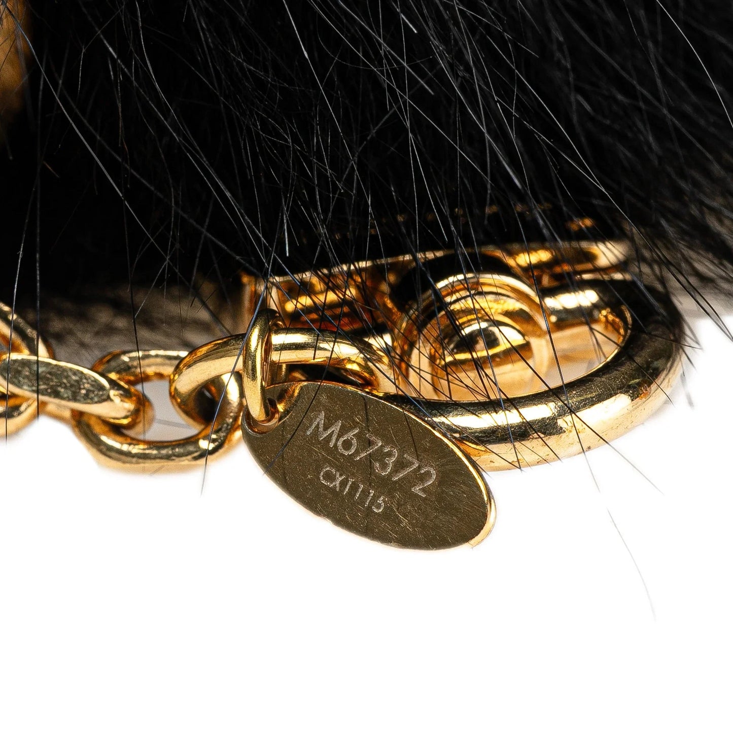 Black Louis Vuitton Fox Fur Fuzzy Bubble Bag Charm Key Chain