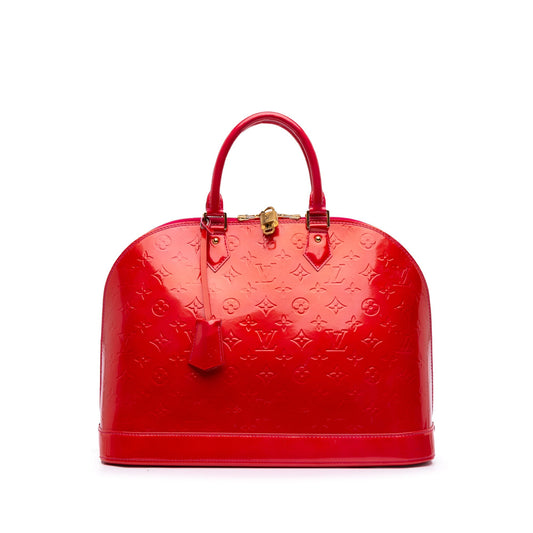 Red Louis Vuitton Monogram Vernis Alma PM Handbag