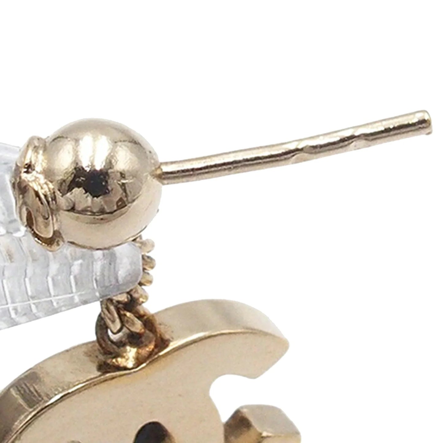Gold Chanel Gold Plated Resin and Rhinestone CC Lipstick Drop Push Back Earrings