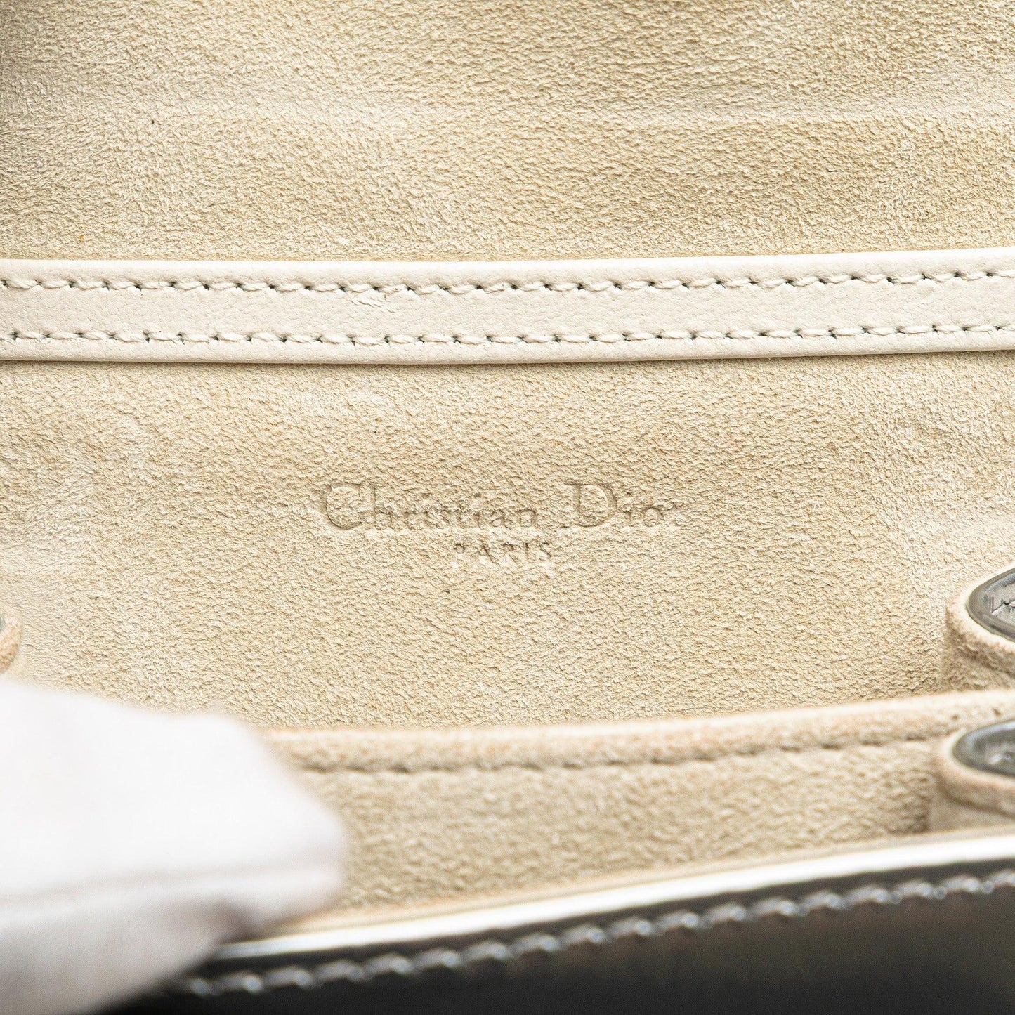 Silver Dior Metallic Studded Calfskin Vertical Diorama Crossbody Bag