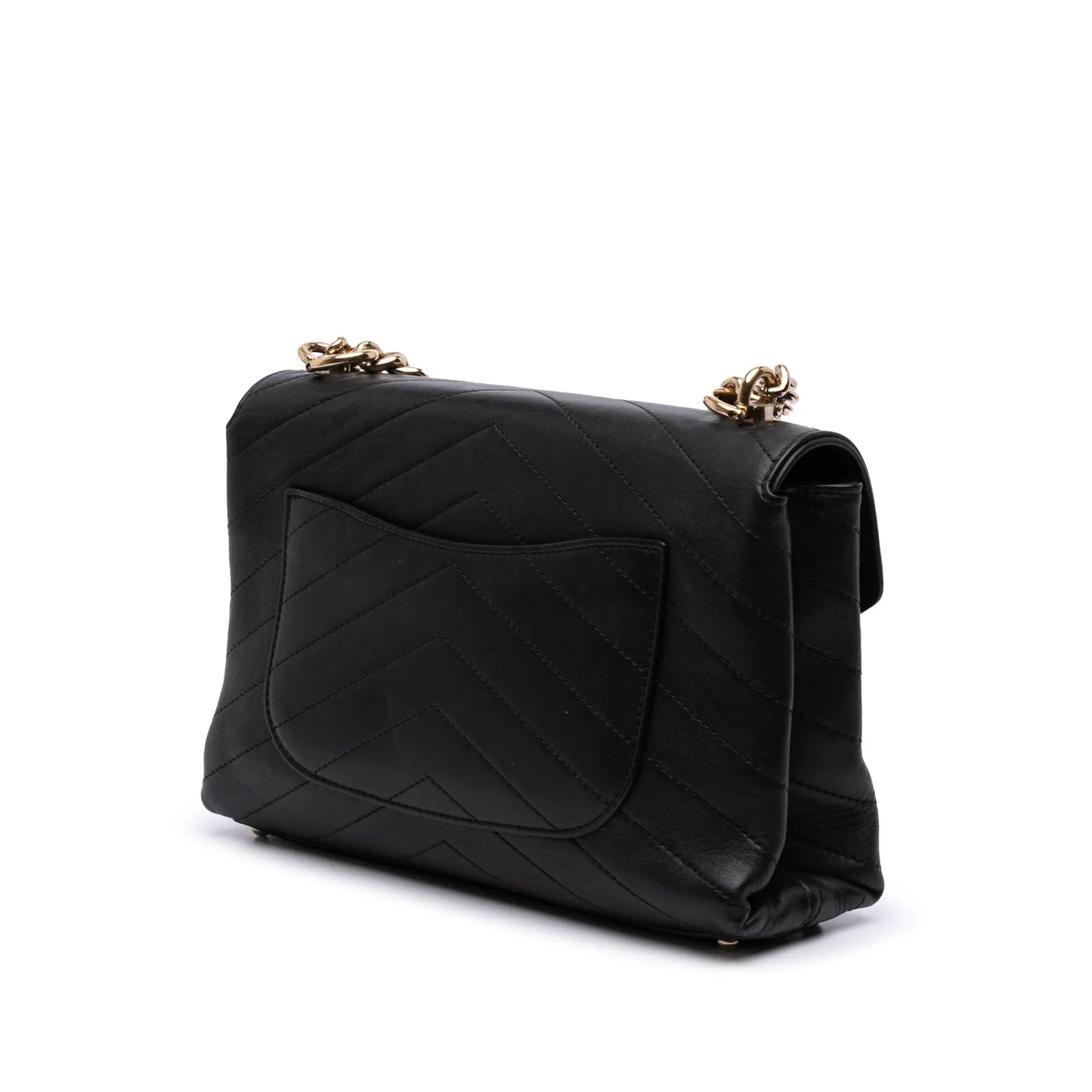 Black Chanel Small Chevron Calfskin Stitched Coco Flap Satchel