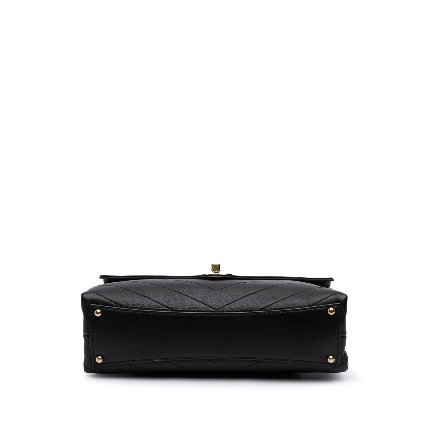 Black Chanel Small Chevron Calfskin Stitched Coco Flap Satchel