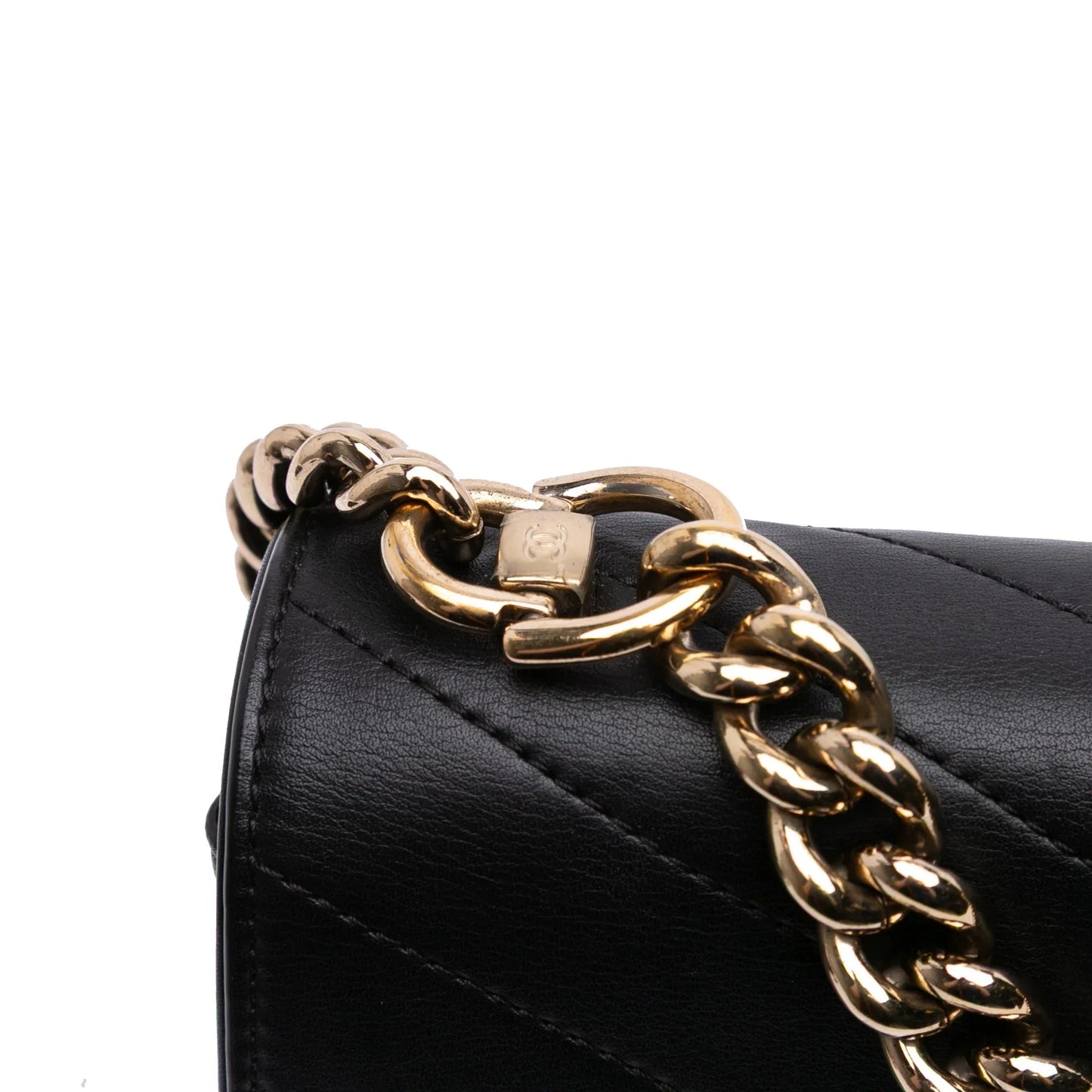 Black Chanel Small Chevron Calfskin Stitched Coco Flap Satchel