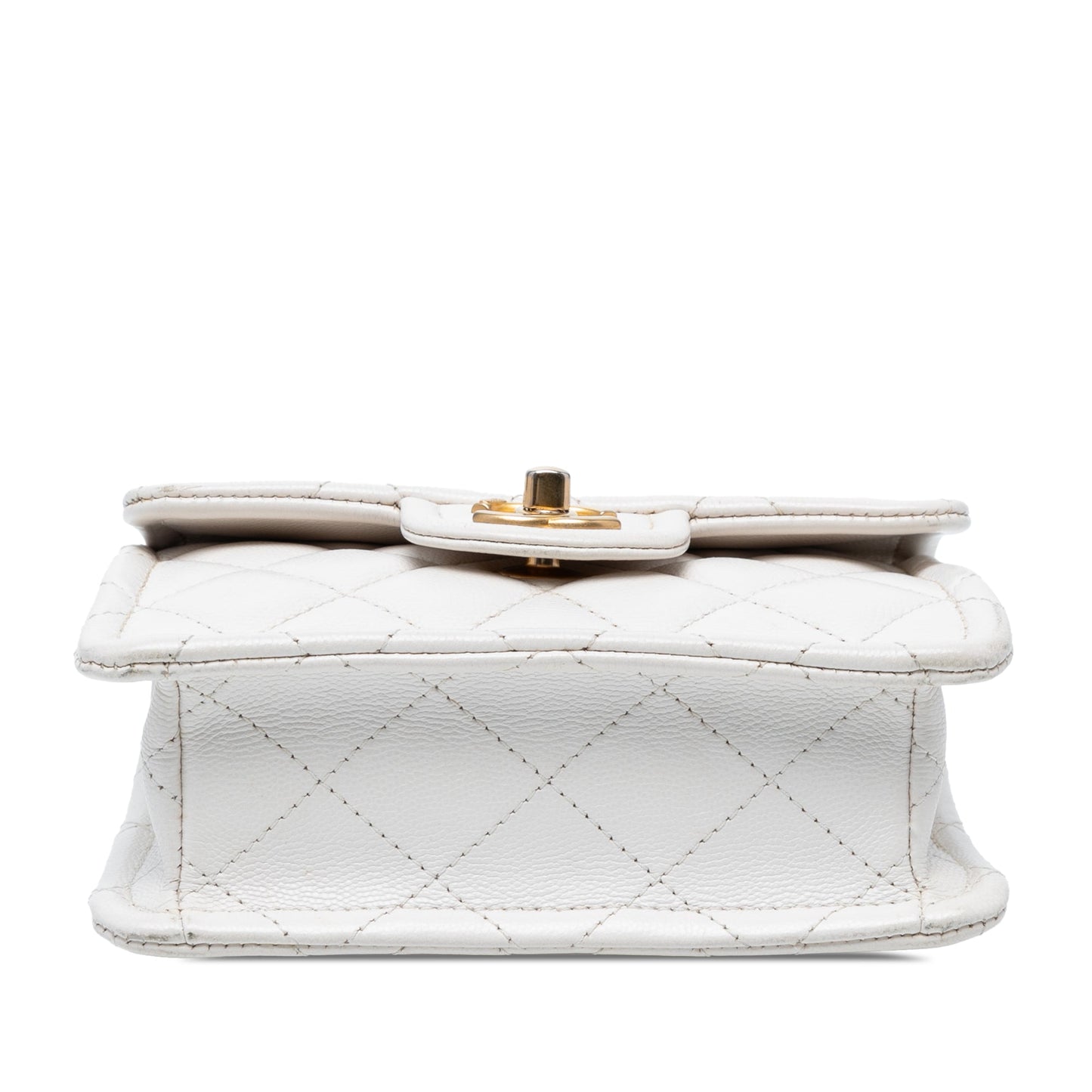White Chanel Mini Quilted Caviar Sweet Classic Flap Crossbody Bag