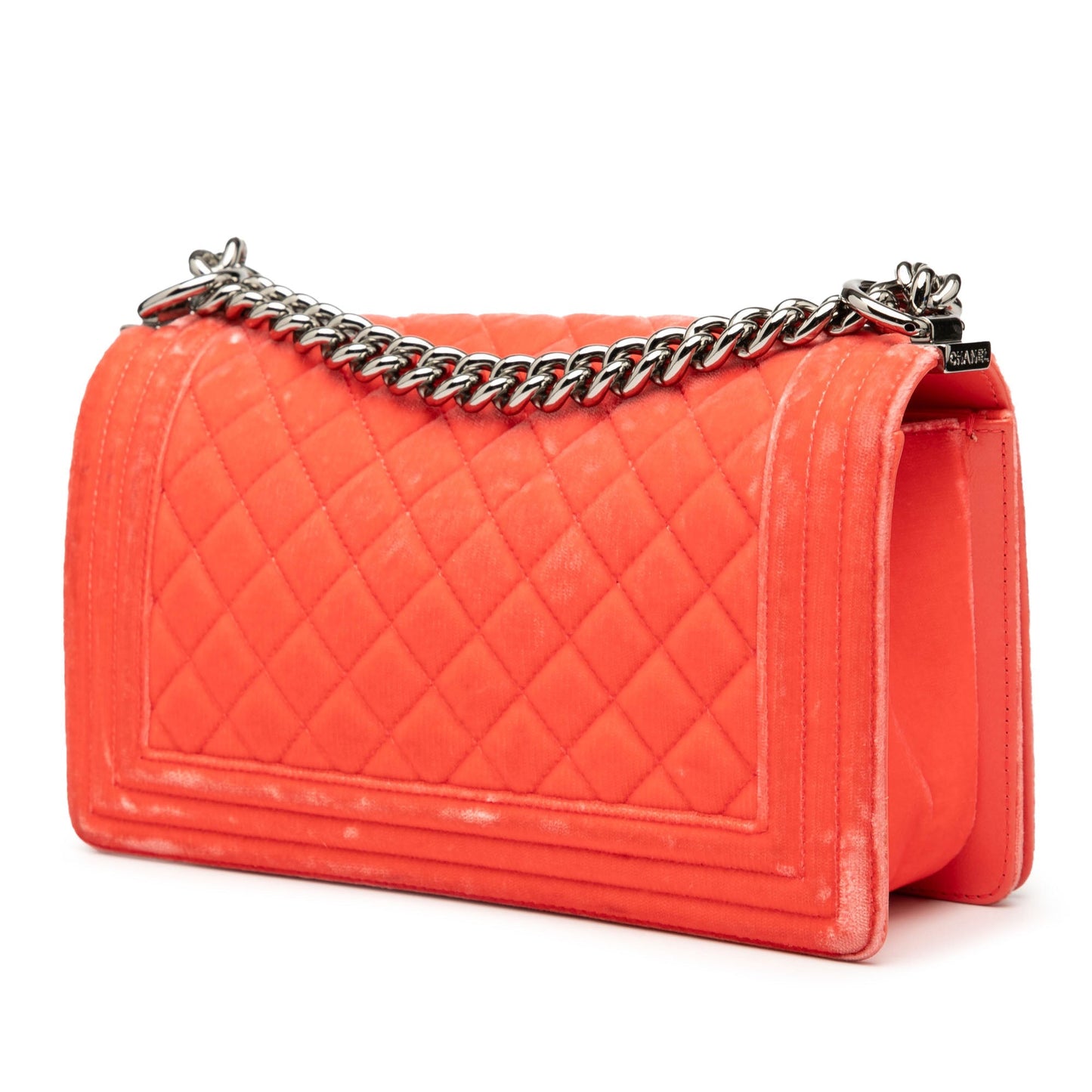 Orange Chanel Old Medium Quilted Velvet Boy Flap Crossbody Bag