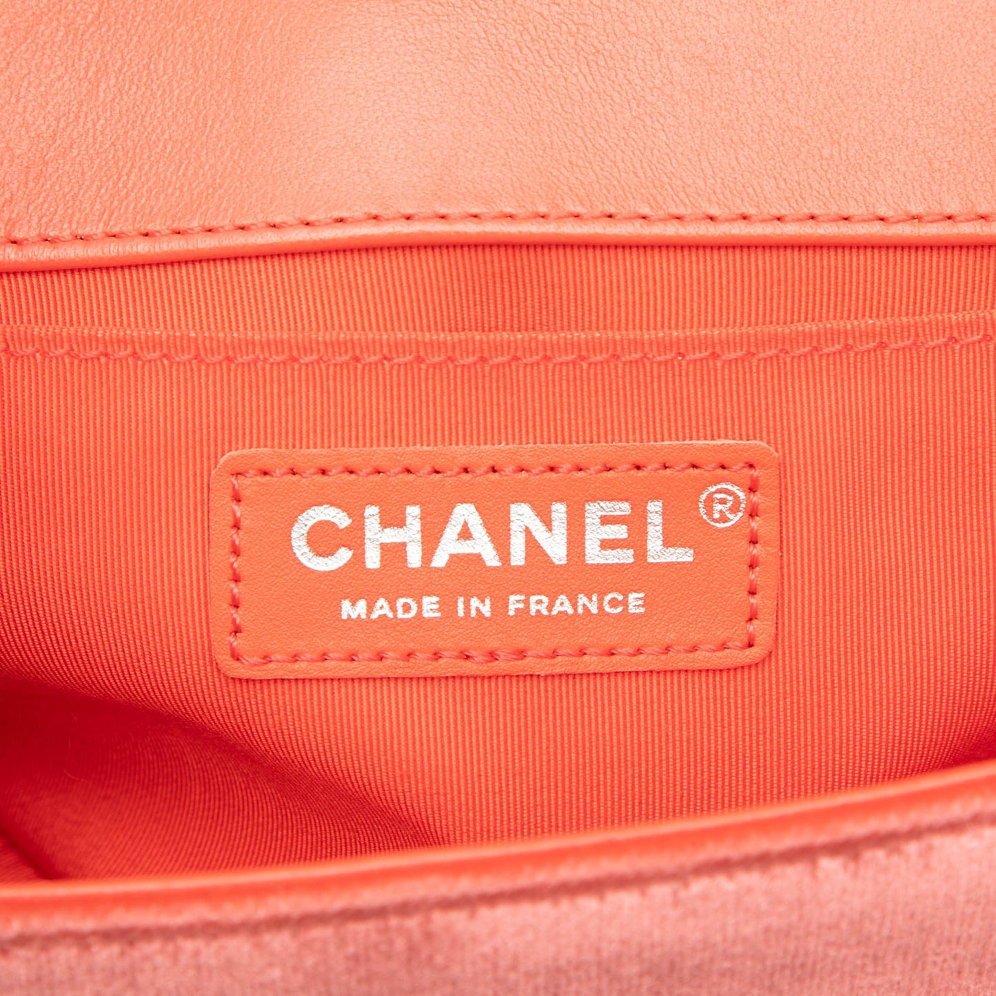 Orange Chanel Old Medium Quilted Velvet Boy Flap Crossbody Bag
