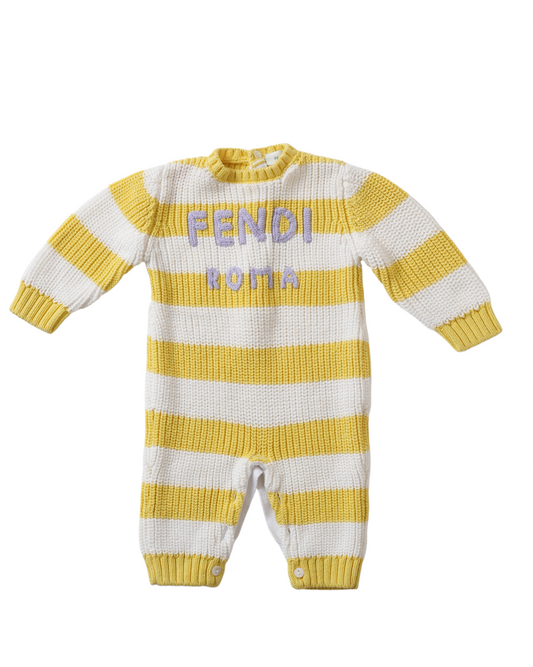 New Fendi Yellow & White Stripe Onesie