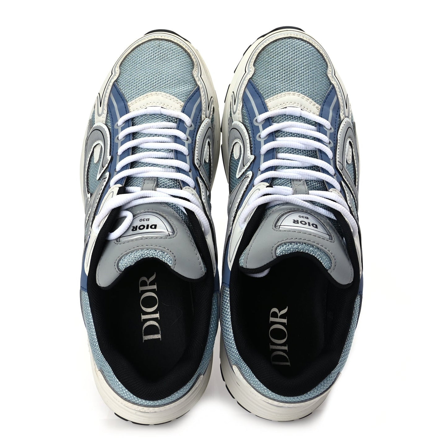 Christian Dior Technical Mesh Calfskin Mens B30 Sneakers 43 White Blue
