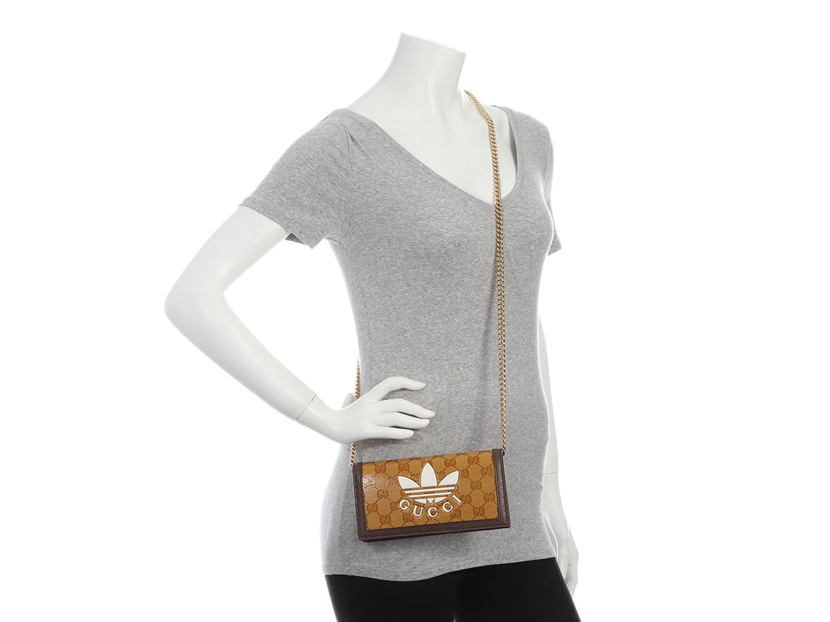 Gucci x Adidas GG Monogram Crystal Canvas Wallet on Chain