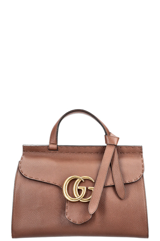 GUCCI Marmont Top Handle Bag Brown