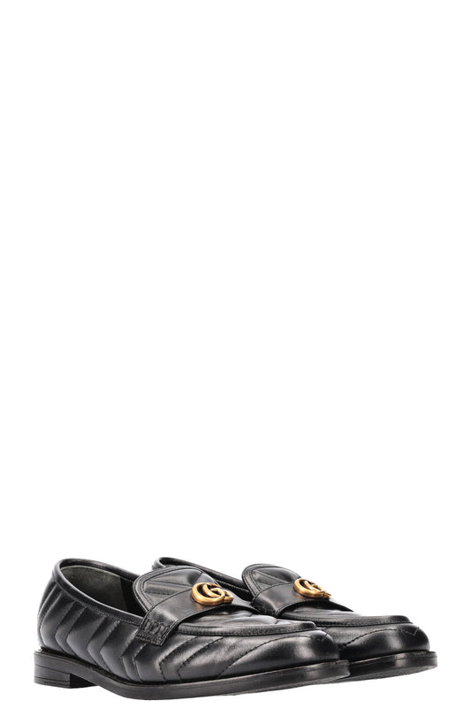 GUCCI Double G Matelassé Flats Black