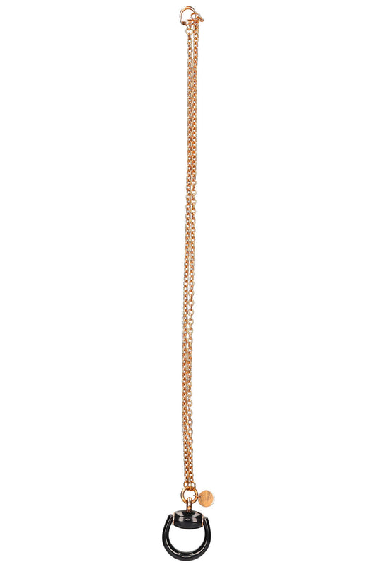 GUCCI Horsebit Necklace Gold Onyx