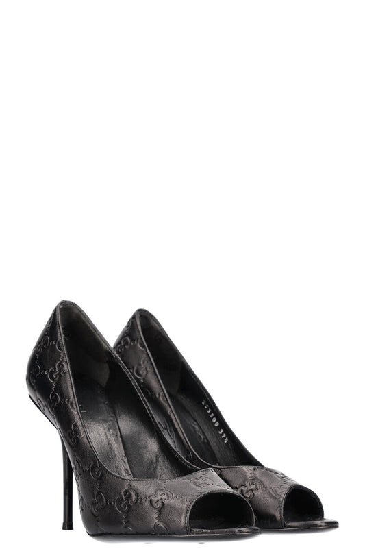 GUCCI Guccissima Peep Toes Black