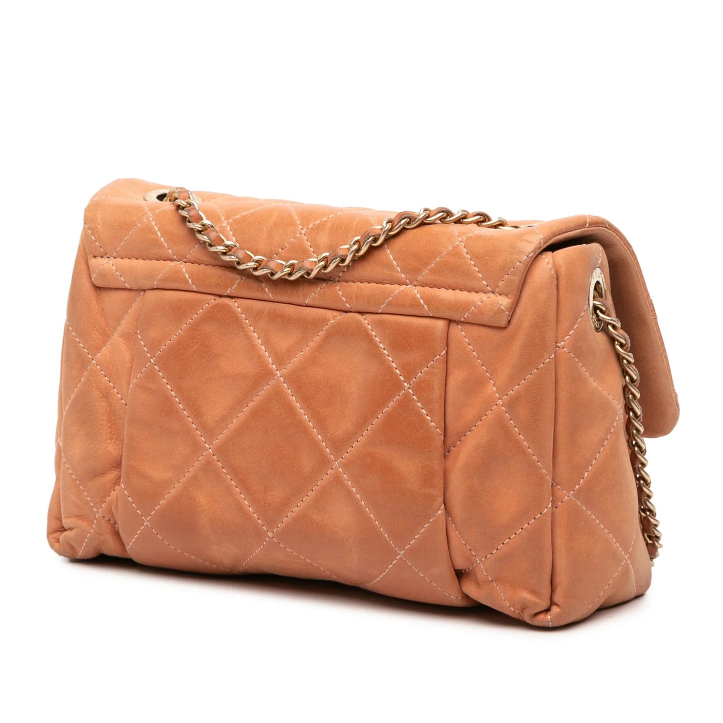 Orange Chanel Small Aged Calfskin Chic Quilt Flap Shoulder Bag