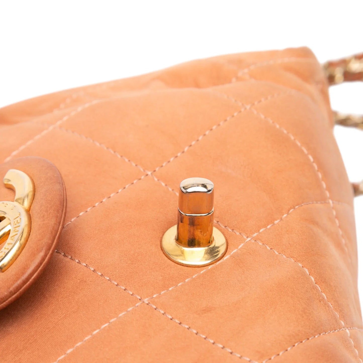 Orange Chanel Small Aged Calfskin Chic Quilt Flap Shoulder Bag