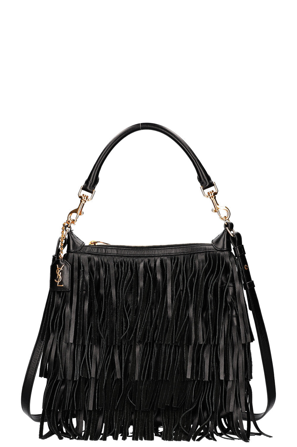 SAINT LAURENT Emmanuelle Hobo Bag Fringes Black