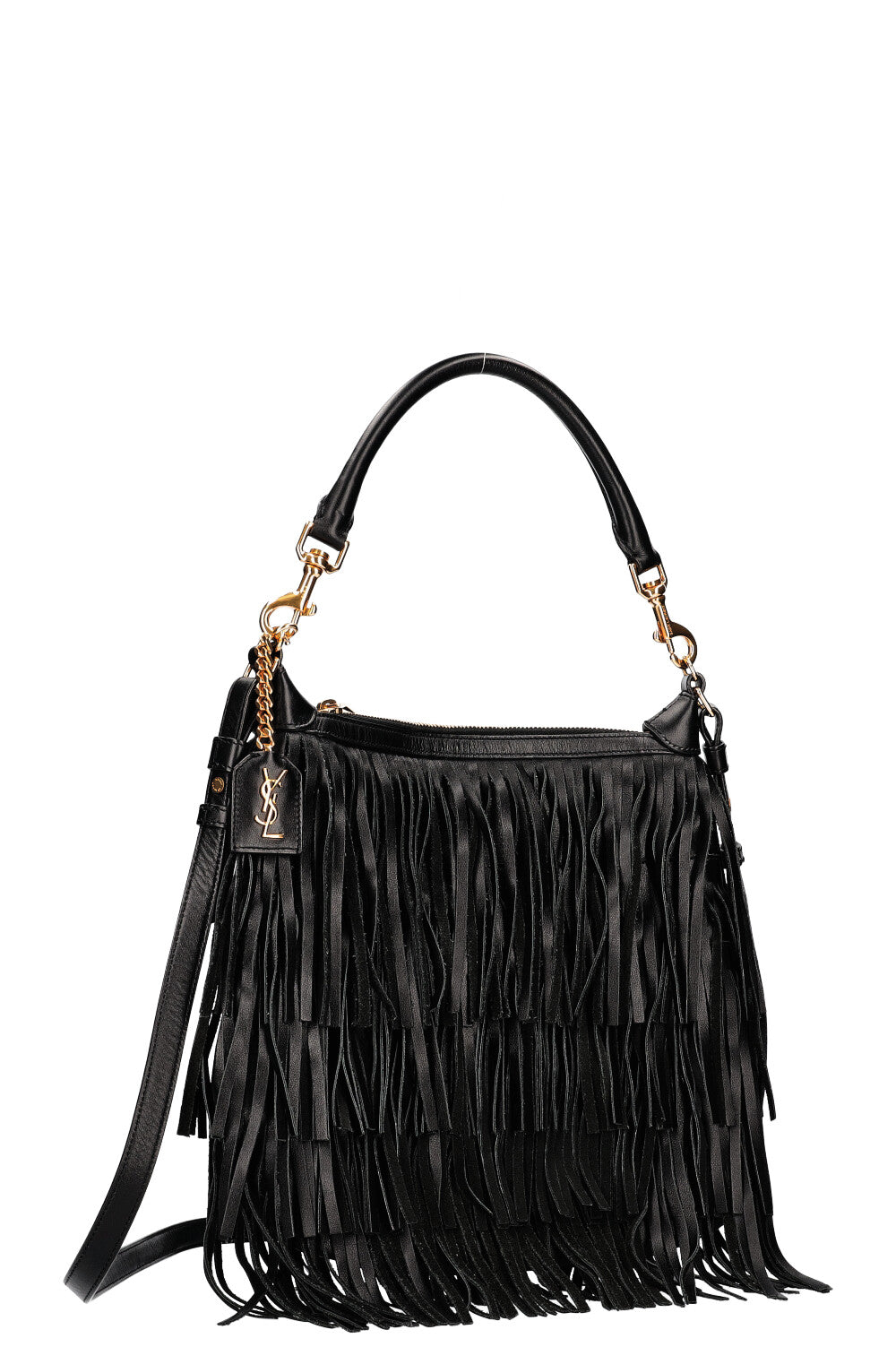 SAINT LAURENT Emmanuelle Hobo Bag Fringes Black