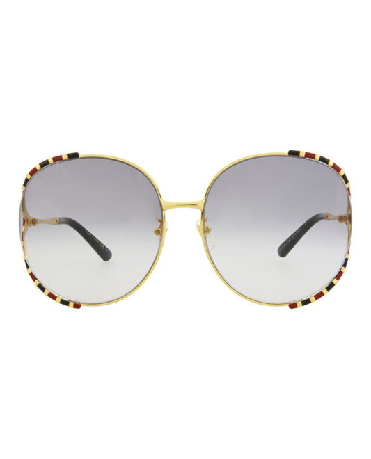 Gucci Womens Round/Oval Gold Gold Grey Fashion Designer Eyewear