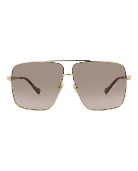 Gucci Womens Aviator Gold Gold Brown Fashion Designer Eyewear