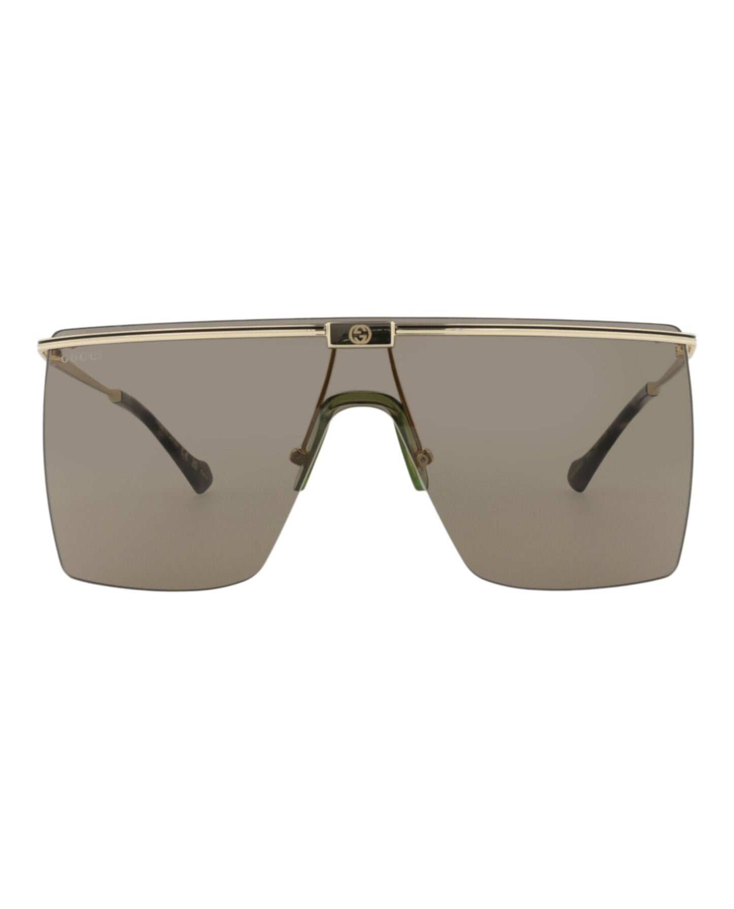 Gucci Mens Shield/Wrap Gold Gold Brown Fashion Designer Eyewear