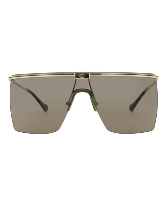 Gucci Mens Shield/Wrap Gold Gold Brown Fashion Designer Eyewear