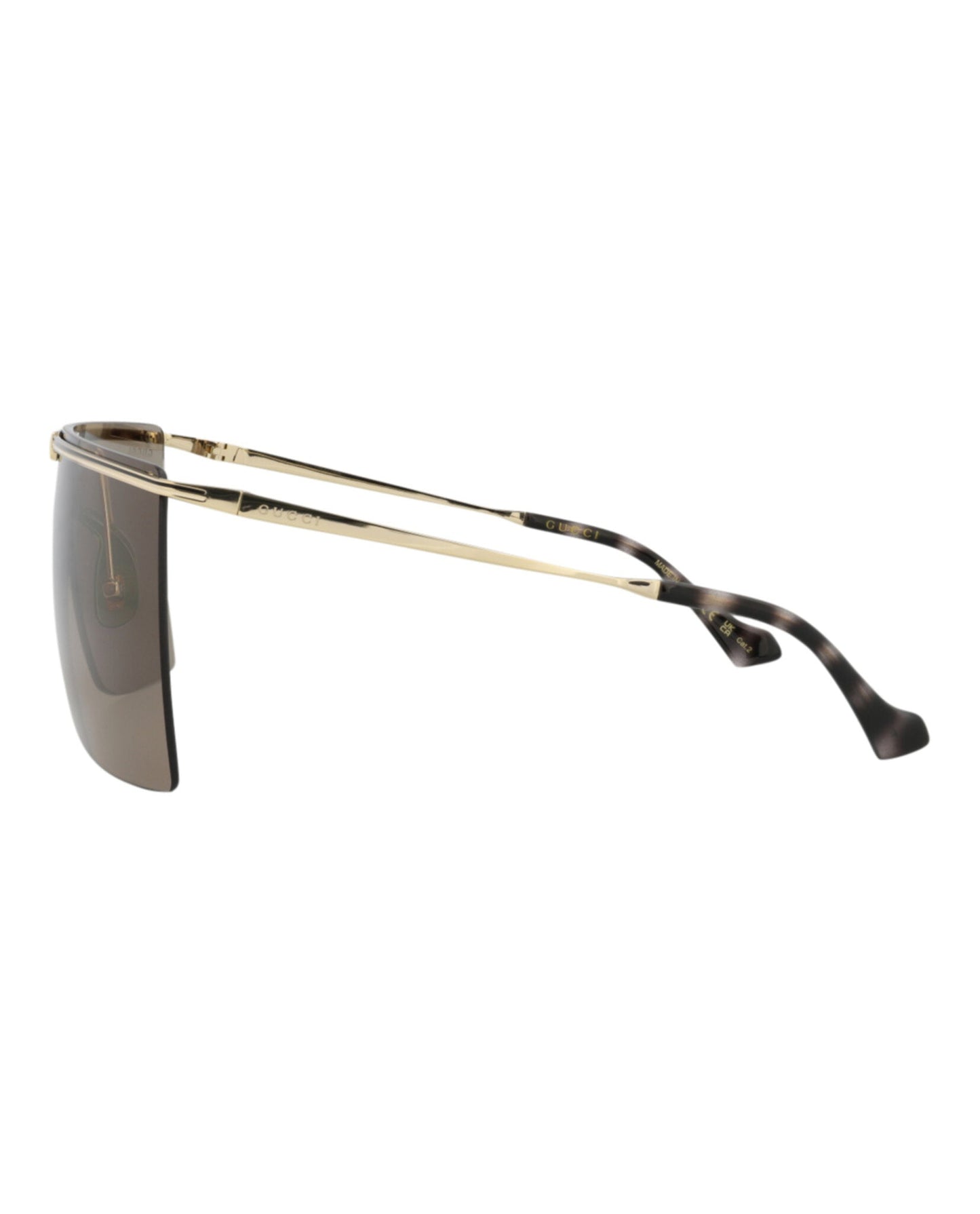 Gucci Mens Shield/Wrap Gold Gold Brown Fashion Designer Eyewear