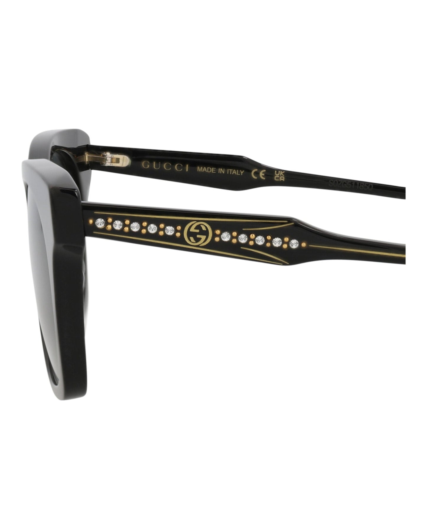 Gucci Womens Cat Eye Black Black Grey Fashion Designer Eyewear