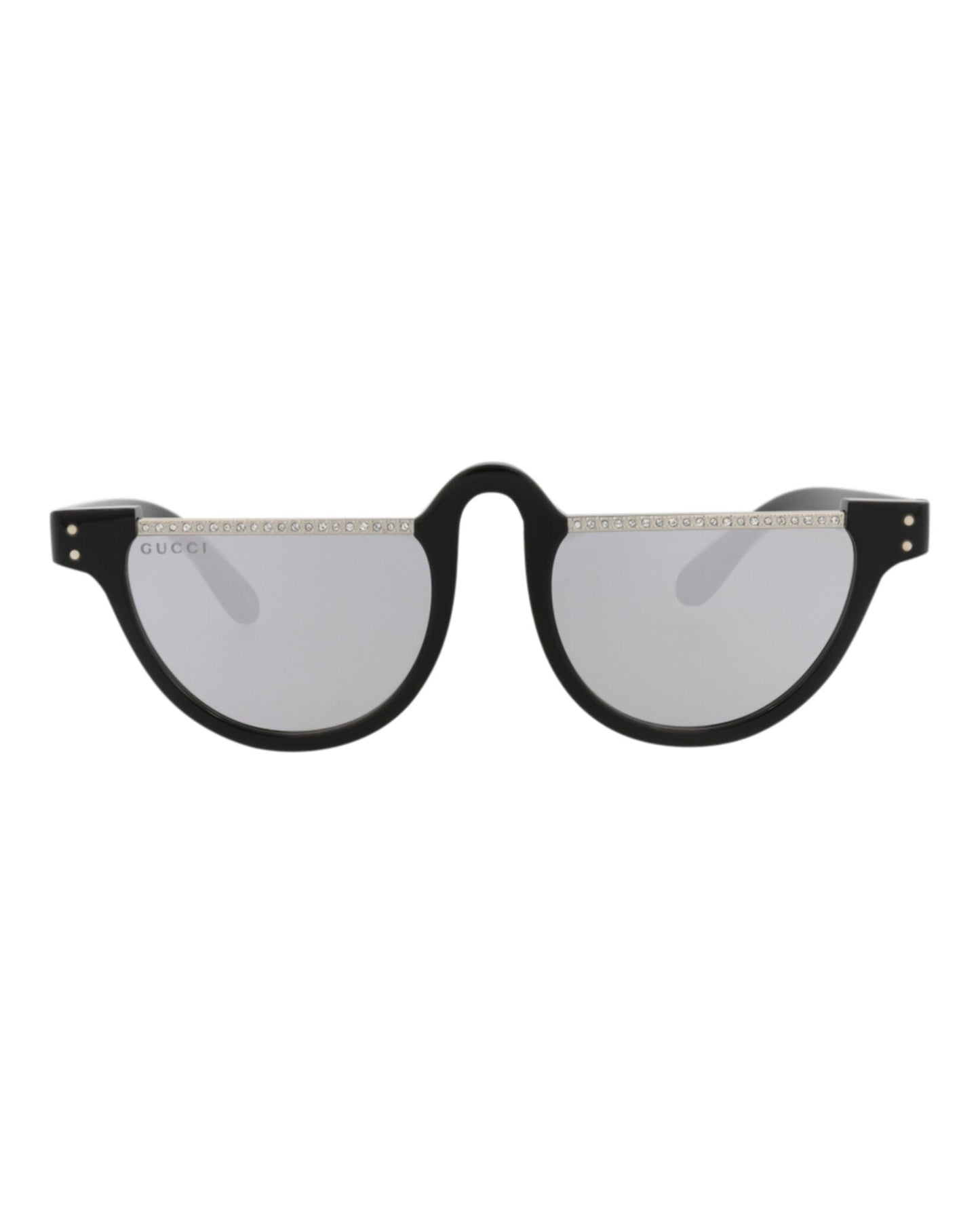 Gucci Womens Round/Oval Black Black Silver Fashion Designer Eyewear