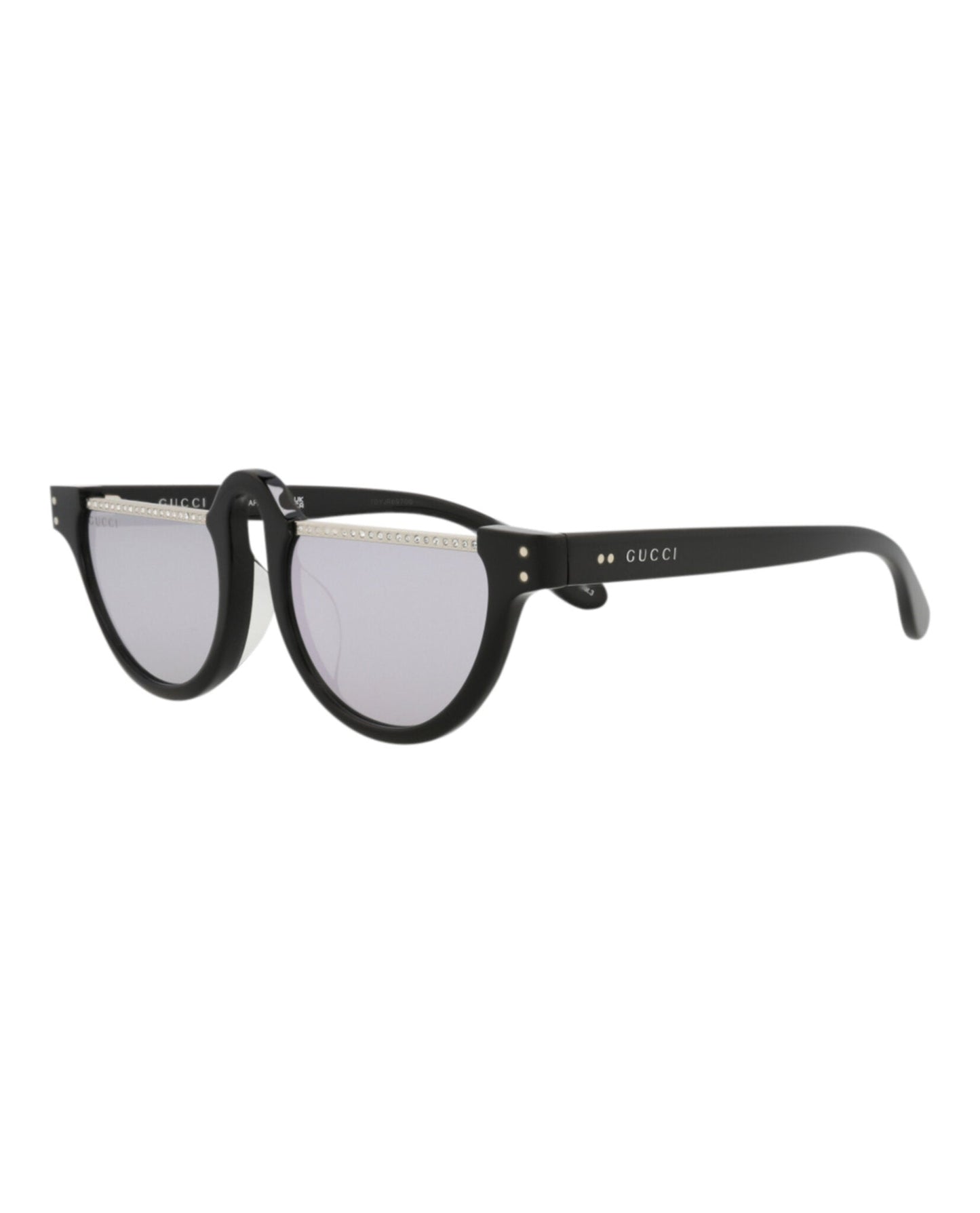 Gucci Womens Round/Oval Black Black Silver Fashion Designer Eyewear
