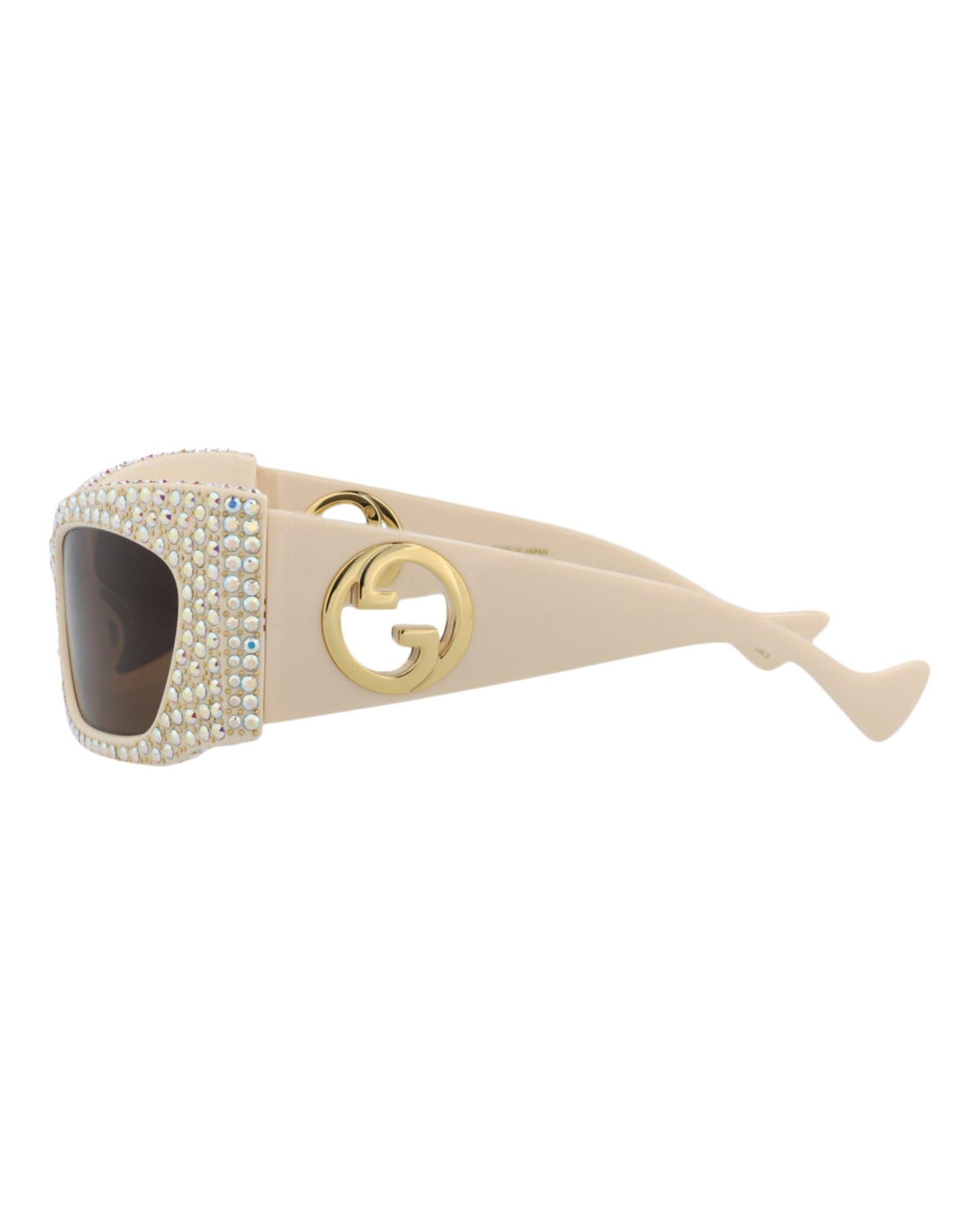 Gucci Womens Shield/Wrap Ivory Ivory Brown Fashion Designer Eyewear