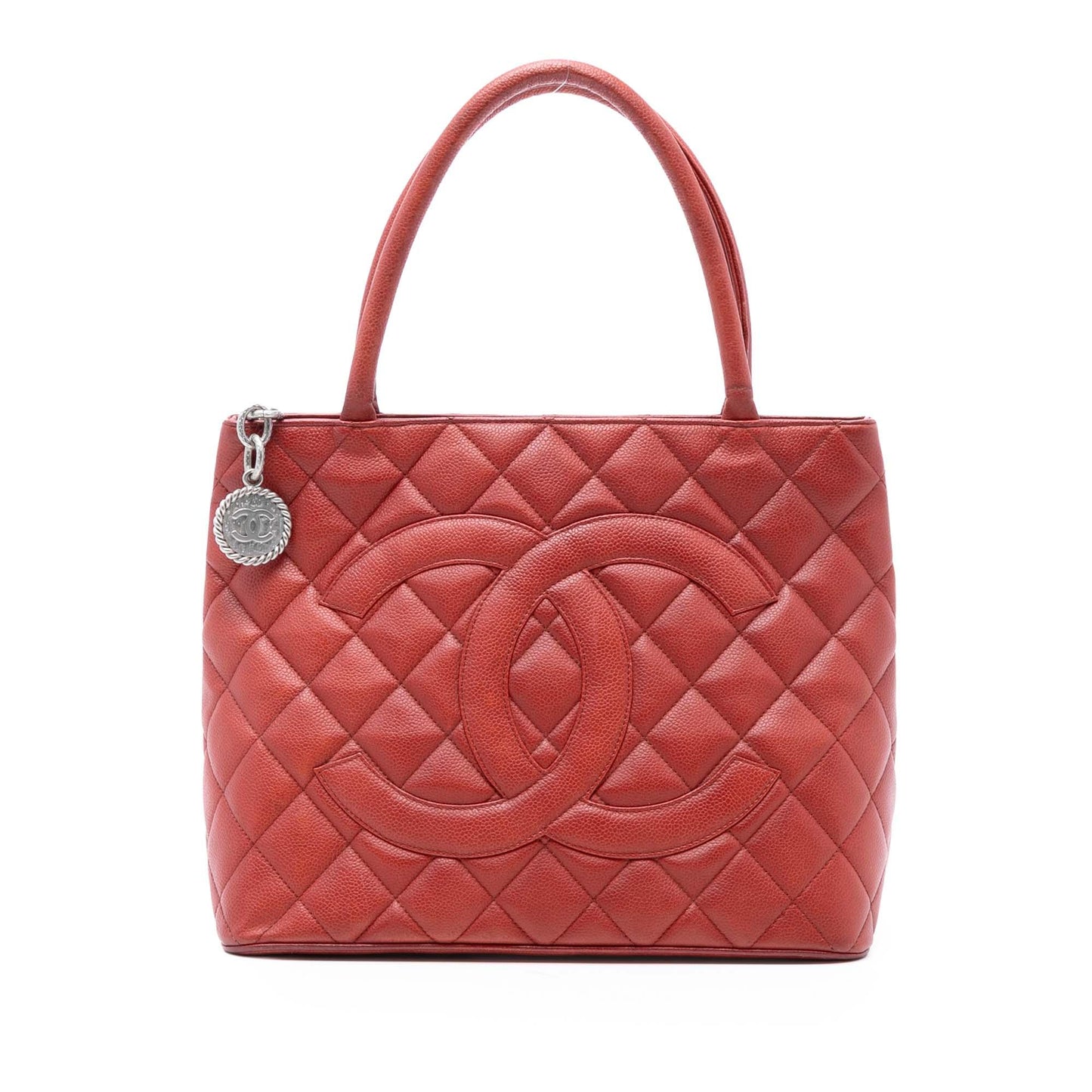 Red Chanel Caviar Medallion Tote