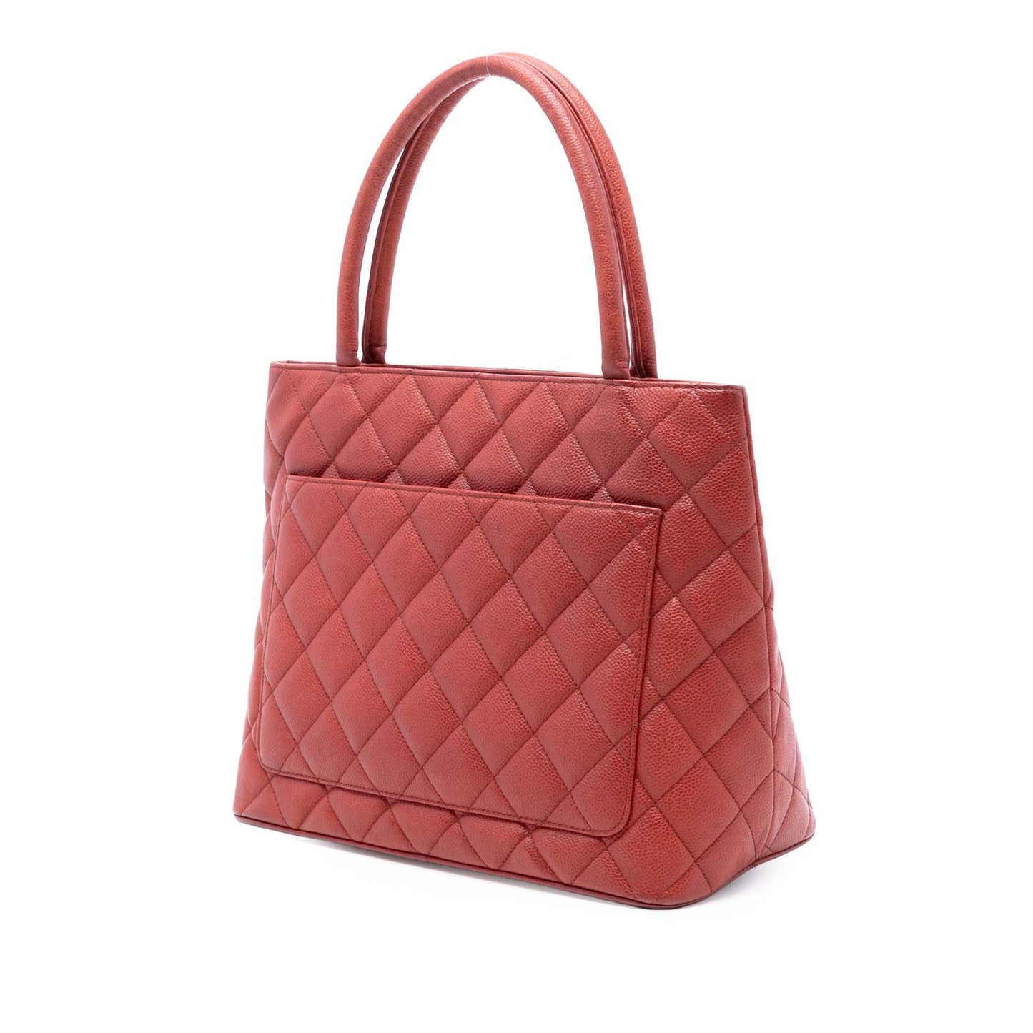 Red Chanel Caviar Medallion Tote