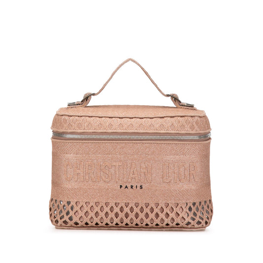Pink Dior Mesh Embroidered Diortravel Vanity Case