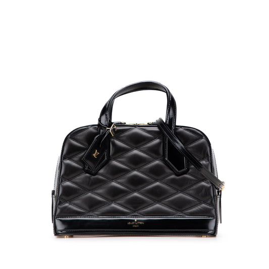 Black Louis Vuitton Quilted Lambskin Malletage Dora PM Satchel