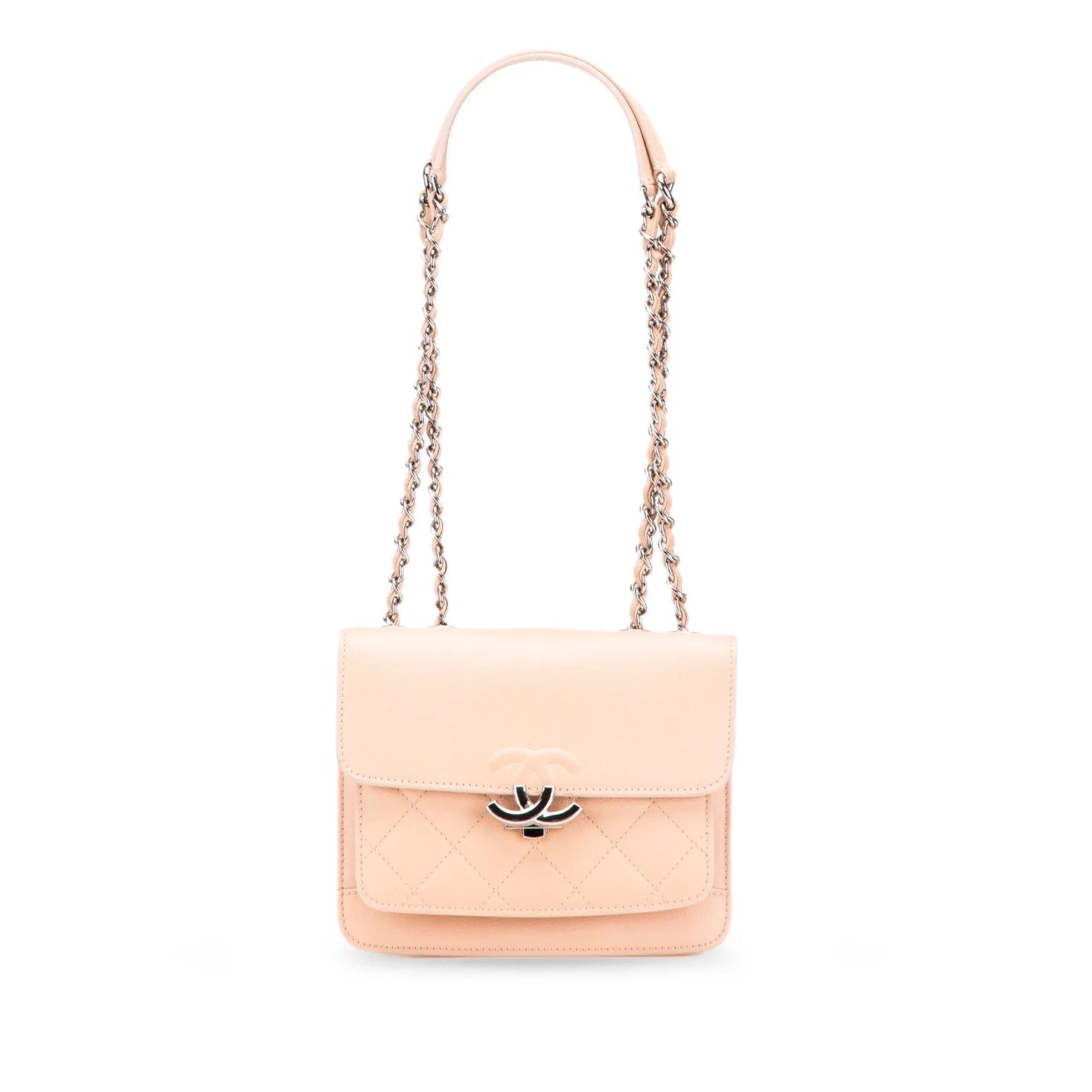 Pink Chanel Mini Quilted Caviar CC Box Flap Shoulder Bag