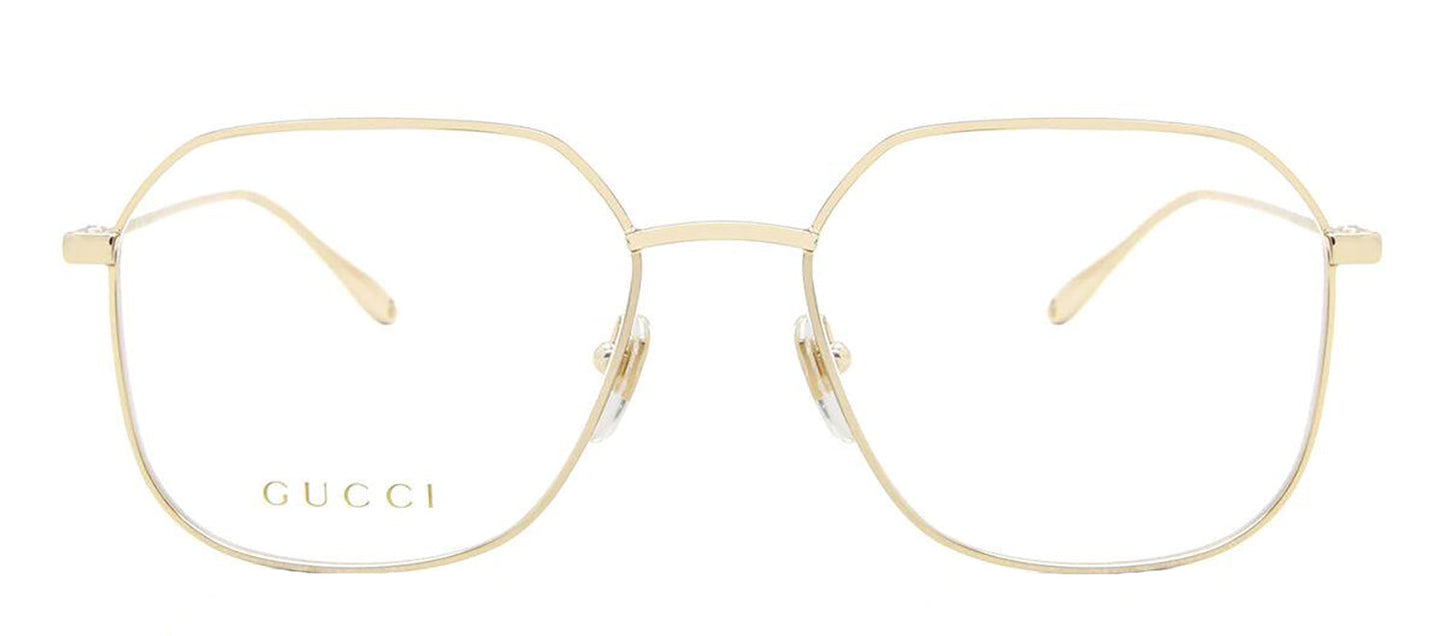Gucci GG 1032O 005 Rectangle Metal Gold Eyeglasses with Logo Stamped Demo Lens