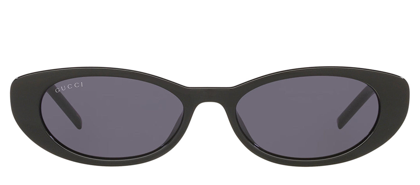 Gucci GG 1680S 002 Oval Plastic Black Sunglasses with Grey Lens