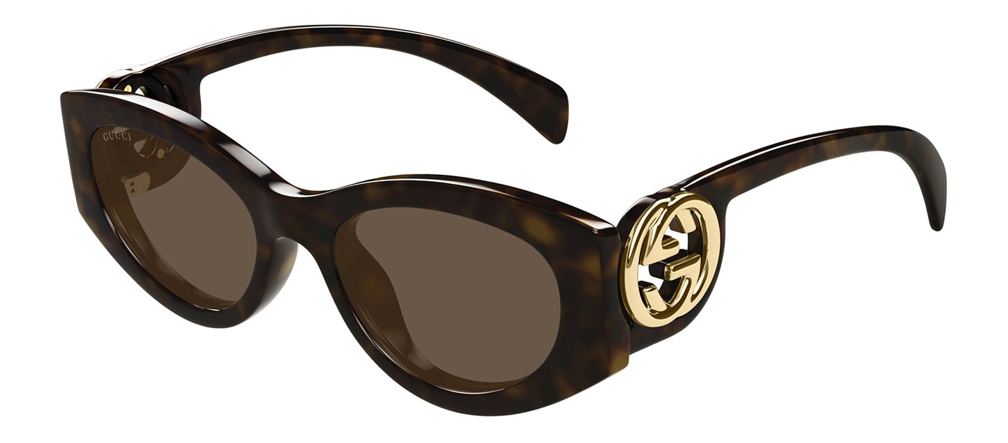 Gucci GG 1691S 002 Butterfly Plastic Havana Sunglasses with Brown Lens
