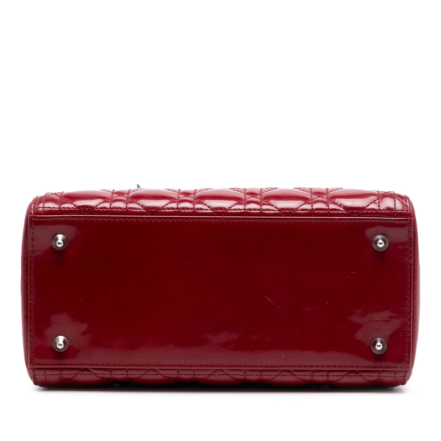 Red Dior Medium Patent Cannage Lady Dior Satchel