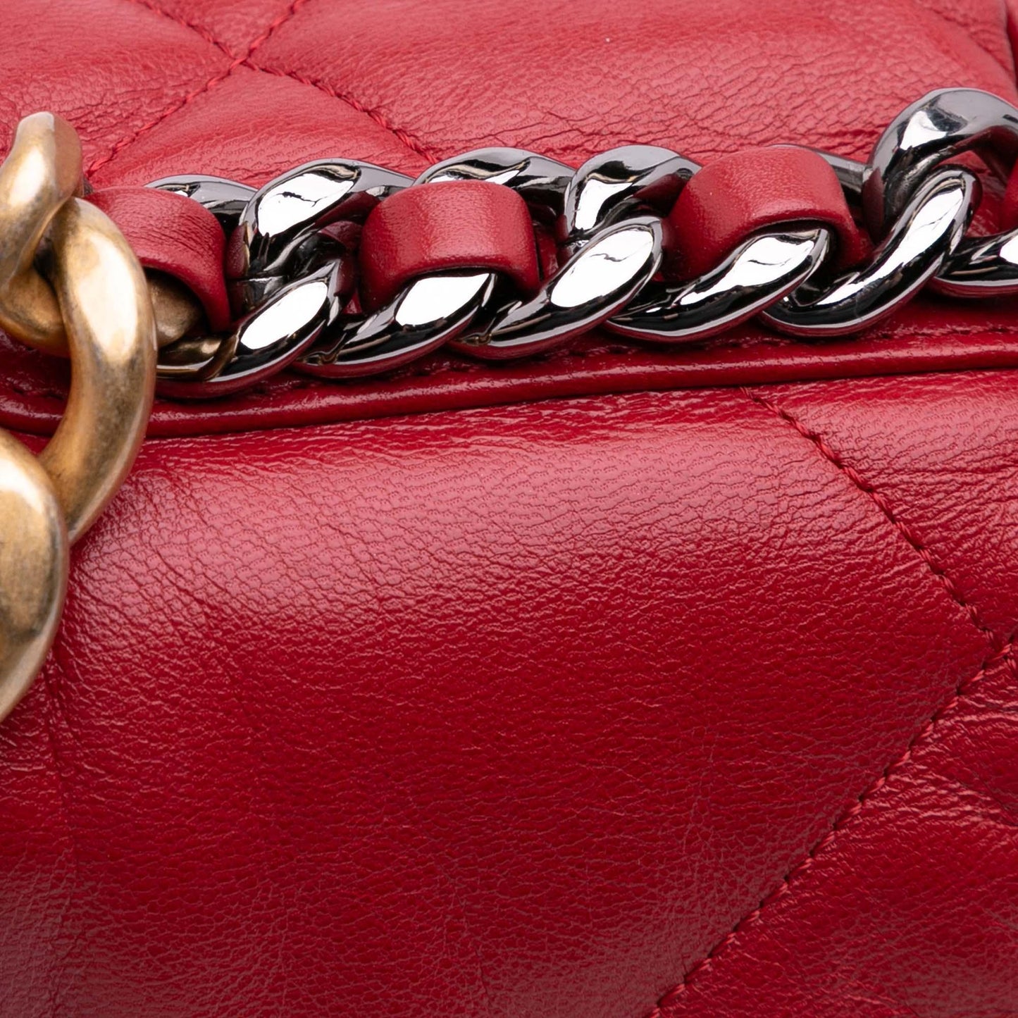 Red Chanel Maxi Lambskin 19 Flap Satchel